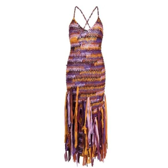 Ulla Johnson Emmalina Crochet Fringe Cotton & Silk Maxi Dress Size Small - Picture 5 of 16